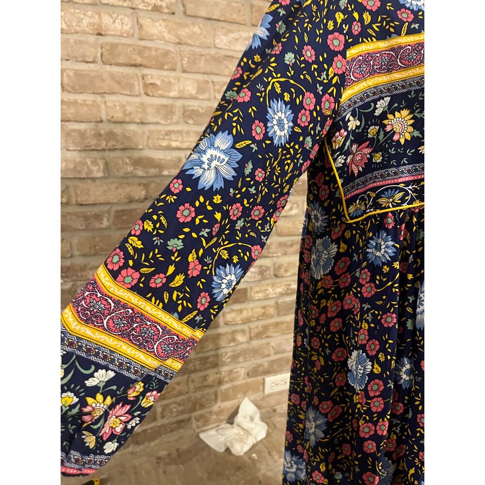 R.Vivimos Women's Long Sleeve Floral
V Neck Tassel Bohemian Midi Dress Sz L - Picture 3 of 4